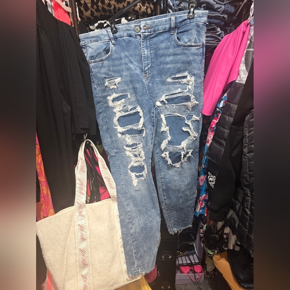 ⚘️Nwot AMERICAN EAGLE Dream Patched Curvy High-Waisted Jegging 18 - Picture 2 of 8